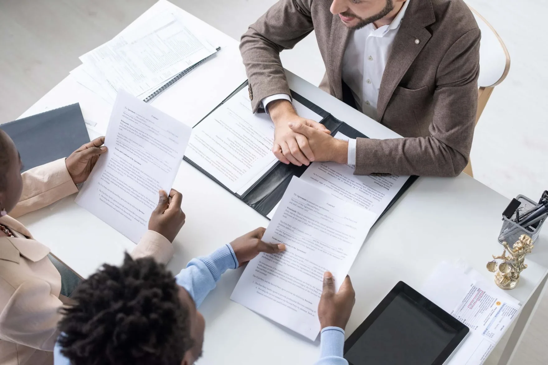 couple looking through financial