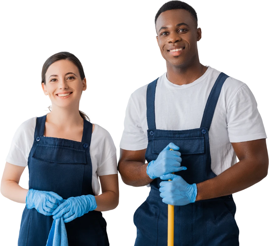 smiling-multiethnic-workers-of-cleaning-service